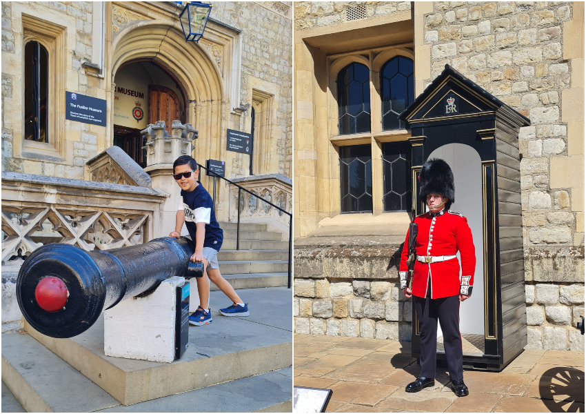 Kanon en bewaker Tower of London